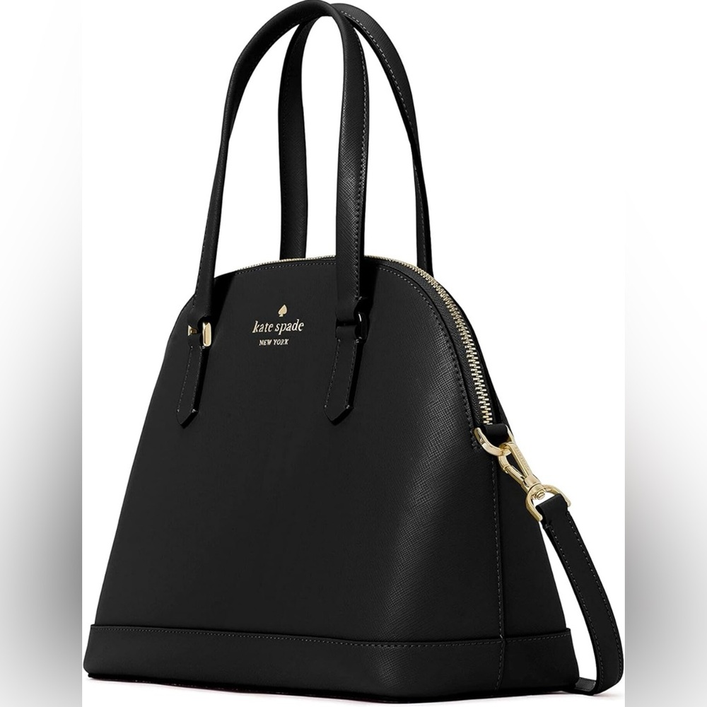 Kate Spade Sadie Dome Satchel Saffiano Leather Crossbody Bag - Black
